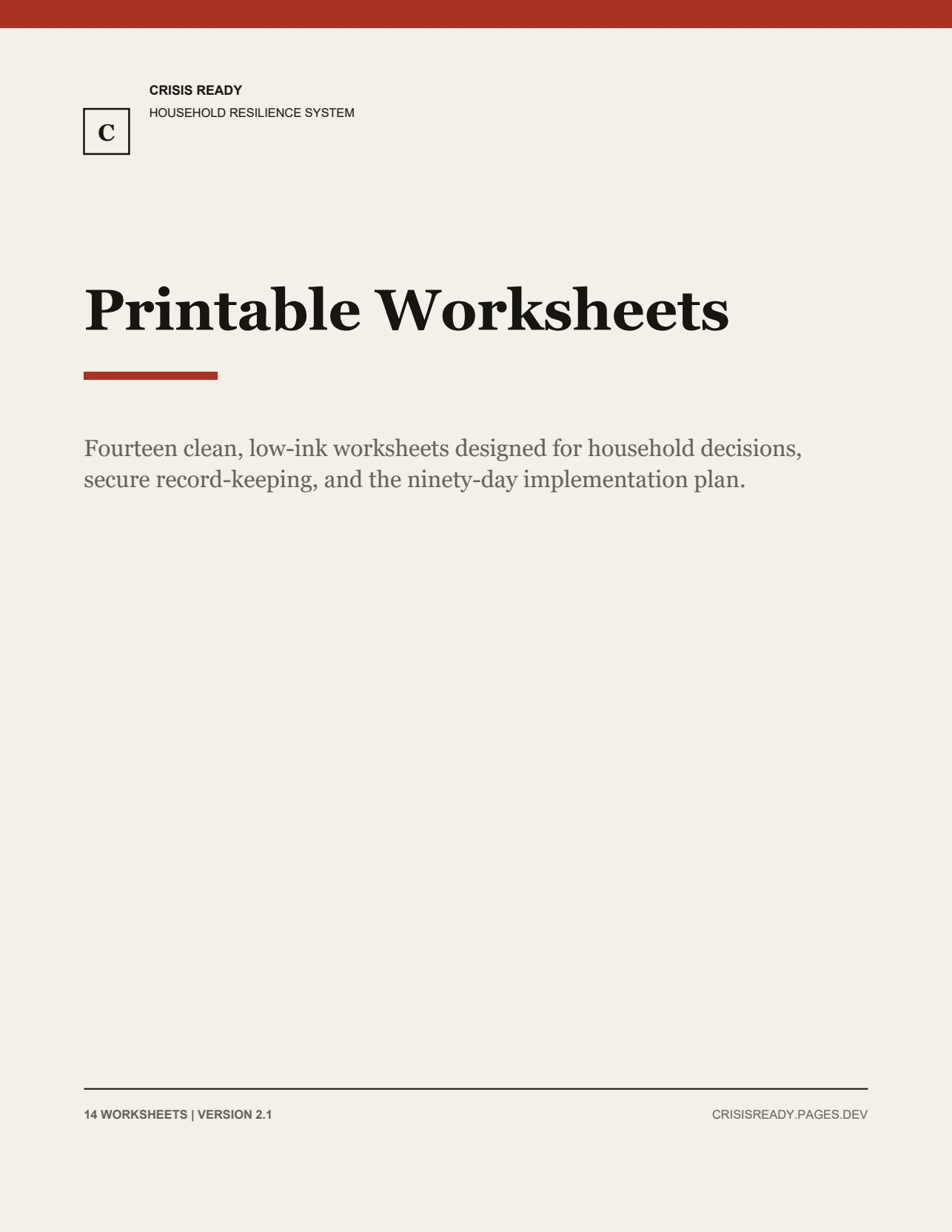 14 Printable Worksheets cover